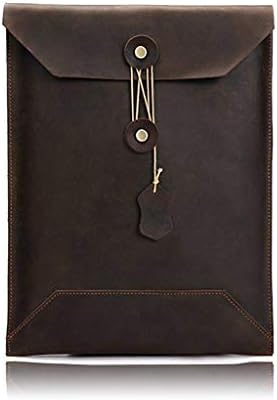 CLGTY Vintage leather computer bag Mac Pro/Air Notebook liner bag iPad Pro case-Brown-12Inch