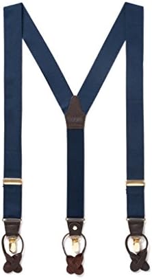 Tuxedo Suspenders, Genuine Leather Clip Thick Ribbon Suspenders JJ Suspenders