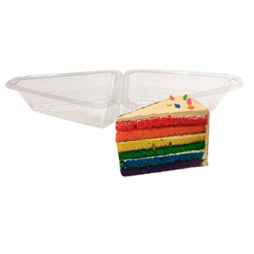 25 Pack Cheesecake Containers,Clear plastic Hinged Cake Slice Container