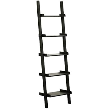 Orolay Modern Ladder Shelf Bookcase Display Wall Shelf 5 Tiers ZZWJ17 (Black)