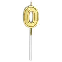 Dollet Birthday Candles Number 0 Cake Topper Decoration Gold Glitter Candle for Party Anniversary Kids Adults