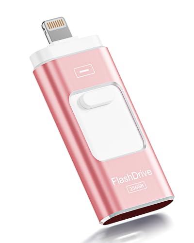 ROSPE 256GB USB Flash Drive for iPhone MFi Certified - iPhone External Memory, Lightning USB Flash Drive for iPhone / iPad, 3 in 1 Pen Drive Compatible with Android and PC, USB 3.0 for Backup Photos and Video