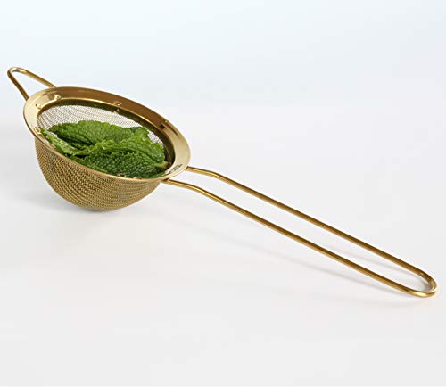 8.5cm Cocktail und Küchensieb - Premium 304 18/8 Edelstahl - Feinmaschig Barsieb in Goldfarbe von Proto Future – Bild 3