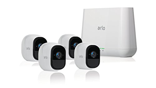 Arlo Pro by NETGEAR Security System with Siren â€“ 4 Rechargeable Wire-Free HD Cameras with Audio, Indoor/Outdoor, Night Vision (VMS4400)