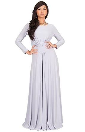 KOH KOH Womens Long Sleeve Flowy Empire Waist Fall Winter Party Gown Maxi Dress
