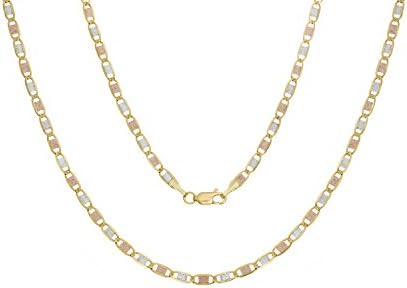 14k Tri-color-gold 2 mm Valentino Link Chain, 20 Inch