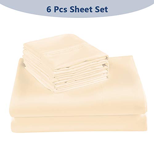 UNILIBRA 6 Pieces Super Soft Premium Queen Bed Sheet Set, 1800 Thread