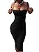 GOBLES Women's Sexy Spaghetti Strap Sleeveless Bodycon Mid Club Dress (S, Black)