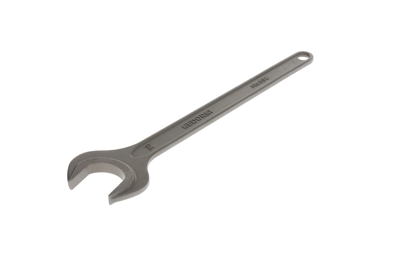 GEDORE, 6577510 Single Open-End Spanner AA870 mm with Hanging Hole High-Quality Vanadium Steel Anti-Glare Look Steel Grey Conforms to DIN 894