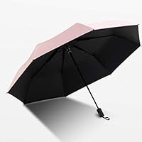 BLRYP Waterproof Umbrella Sunny Day and rain Day Dual-use Simple Sunscreen UV-Black Gum Folding Umbrella Windproof Umbrella, Golf Umbrella (Color : Pink)