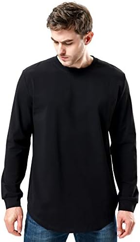 Bertte Mens Hipster Hip Hop Basic Elong Longline Short/Long Sleeve T-Shirt