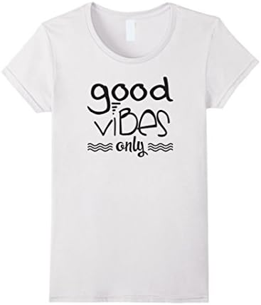 Women's Good Vibes Only Trendy Hipster T-Shirt Yoga Zen Meditation Medium White