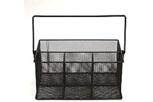 Mind Reader Utensil Holder, Silverware Organizer, Caddy, Cutlery Holder, Kitchen, Metal Mesh, 10"L x 7"W x 4.75"H, Black