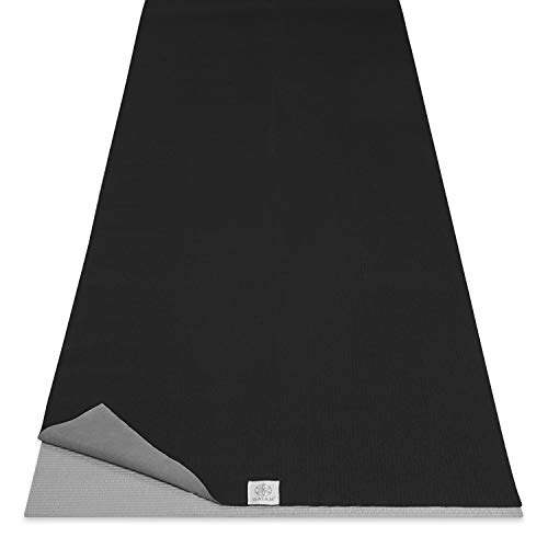 Gaiam Yoga Mat Towel – No Slip Mat-Sized Hot Yoga Towel | Microfiber Moisture Wicking Top & Sticky Rubber Backing | Great for Travel – Rolls or Folds Easily (68″ L x 24″ W x 1.5mm Thick) – Granite