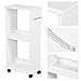 Yaheetech Wooden Slimline Rolling Cart Bathroom Kitchen Organizer Narrow Storage Cart Rack with 2 Shelves and Wheels Space Saver