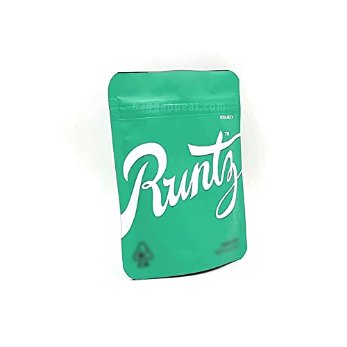 100 Pack, Runtz Mylar Foil Resealable Ziplock 3.5 gram Smell Proof Heat seal Runtz Cookie