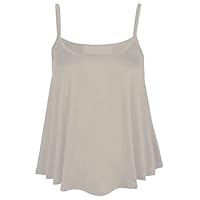 MA ONLINE Womens Plus Size Strappy Plain Cami Vest Ladies Sleeveless Fancy Casual Wear Swing Top Cream US 20-22