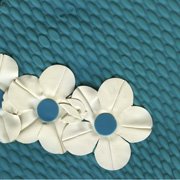Sync Swimwear Vintage Swim Caps for Women: Triple Flower Swimcap Teal w/White Flowers