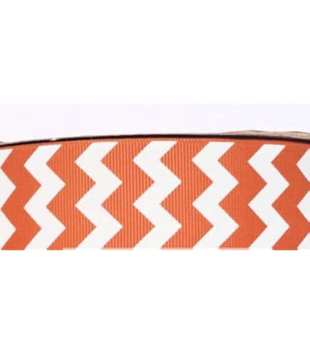 Orange & White Chevron Grosgrain Craft Ribbon 1.5" X 120 Yards