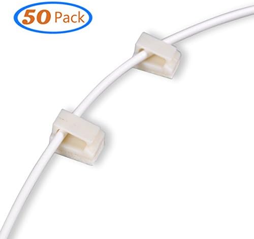 Cable Clips Organizer - Cord Management Clamps, Desktop Cord Holder Hider, Conshine Self Adhesive Charging Cable Management System for Car, Office and Home (50-Pack)
