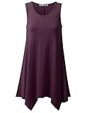 URBANCLEO Womens Round Neck Sleeveless eLong Tunic Top Shirt Plum XLarge