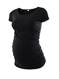 Liu & Qu Womens Maternity Classic Side Ruched T-Shirt Tops Mama Pregnancy Clothes Black M