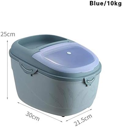 Storage Box Sealed Food Storage Box,Moisture-Proof Cereal Plastic Container,Rice Dried Food Cereal Dispenser Storage Case with Lid 10kg 15kg Large Capacity (Color : Blue, Size : 10KG)