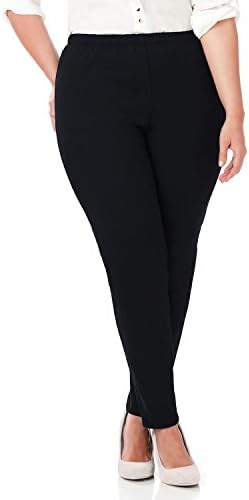Symbidium Women's Plus-Size Easy Fit Elastic Waist Pull-on Essential Comfortable Twill Pant Legging Black 1X