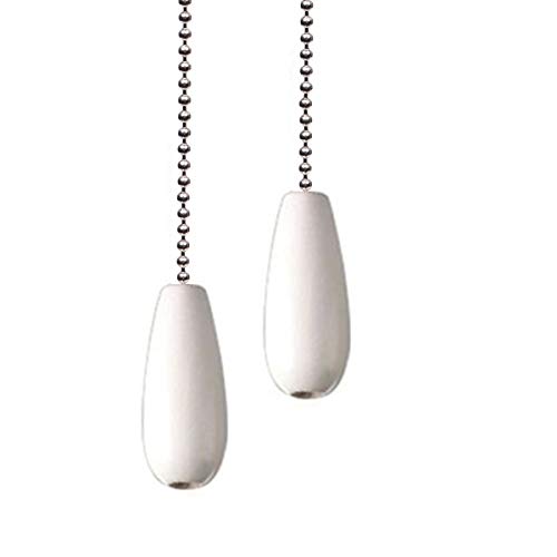 Ceiling Fan Chain Pulls White Wooden Pull Chain Extension for Ceiling Light Fan Chain 2 Pack