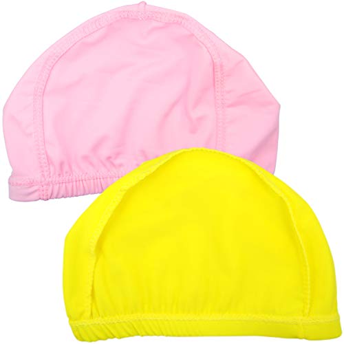 Quality Yes QY 2PCS Bright Yellow And Hot Pink Color Superior Cloth Fabric Bathing Cap Swimming Cap