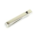 Mens Tie Clip Bar Chrome Finish Small Black Skull - Firm Hold Sleek Look and Perfect For Skinny Ties