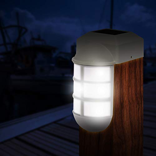 GreenLighting 4 Pack Marina Solar Post Cap Lights Metal Side Mount