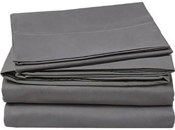 Chenille Linen Collections 600 Thread Count 100% Egyptian Cotton Ultra Soft 4 piece Sheet Set 15" Deep Pocket Premium Quality Bedding Set Full XL Size Elephant Grey Color