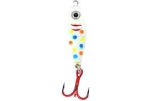 CLAM Rattlin’ PT Spoon Ice Fishing Lure with Painted Treble Hook, Rattle Chamber Vibration & Flash Action for Crappie & Perch