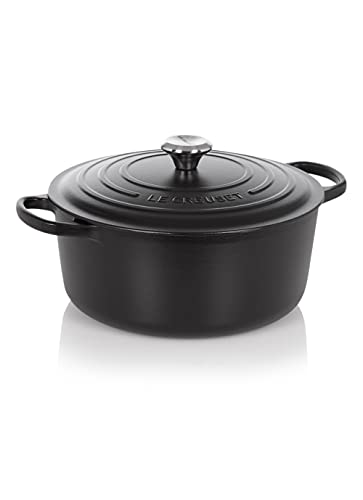 Le Creuset Signature Gusseisen-Bräter mit Deckel, Ø 28 cm, Rund, Für alle Herdarten und Induktion geeignet, Volumen: 6,7 l, 6,125 kg, Schwarz, 2117728
