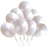 Elecrainbow 100 Pack 12 Inch 3.2 g/pc Thicken Round Metallic Pearlescent Latex Balloons - Shining White Balloons for Party Supplies and Decorations