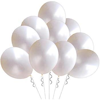 Elecrainbow 100 Pack 12 inches 3.2g Thicken Pearlescent White Balloons Latex Garland Party Balloons for Wedding Birthday Party Decorations, Shining White