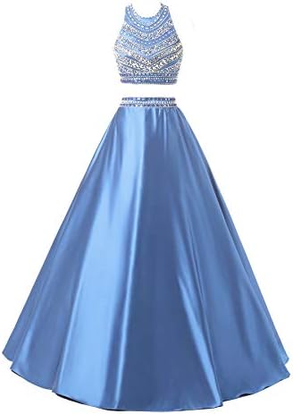Himoda Women's Two Pieces Evening Gowns Satin Sequined Prom Dresses Long H052
