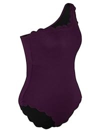 Traje de baño de una pieza para dama Firpearl Traje de baño de un hombro Traje de baño Monokini con ribete festoneado