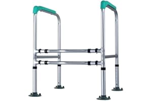Toilet seat Safety Frame & Rail, Stand Alone Toilet Handrails with Adjustable Height and Width, Medical Bathroom Safety Assis