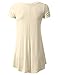 URBANCLEO Womens Round Neck Elong Tunic Top Mini T-Shirt Dress Ivory 3XLARGE