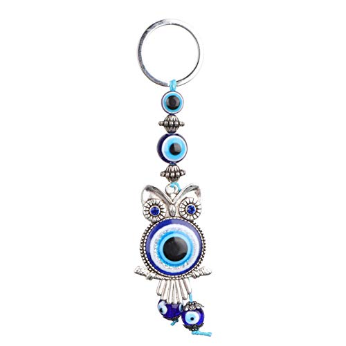 Yosoo Health Gear Turkish Eye Keychain, Owl Evil Eye, Turkish Glass Key Chain for Men Women Handbag Handbag Decoration Popular One Size