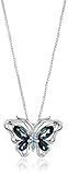 Sterling Silver Swiss and London Blue Topaz Butterfly Pendant Necklace, 18