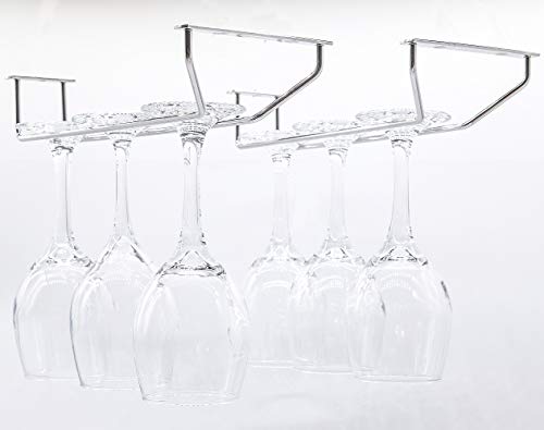 FOMANSH Wine Glass Rack - Under Cabinet Stemware Rack Glasses Storage Holder Metal Organizer for Bar Kitchen