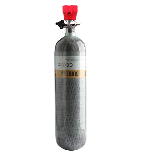 Gurlleu 3L Carbon Fiber Cylinder Kit 300Bar / 4500psi High Pressure Air Charging System & Refill Station for PCP Paintball Tanks Scuba Scbaï¼ˆEmpty Bottleï¼‰ (Red)