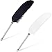 Feather Ballpoint Pens - 2-Count Feather Calligraphy Pens, Quill Luxury Pens for Writing, Signatures, Executive Desk Pens, 0.7mm Fine Tip, Black and White, 9.45 Inches in Length