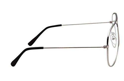 WebDeals - Clear Lens Aviator Eyeglasses Classic Retro Metal Frame (Silver Large, Clear)