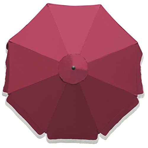 Blissun 9' Outdoor Patio Umbrella with Fringe, Aluminum Manual Push