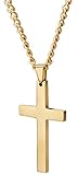 Areke Mens Cross Necklace for Men Women Unisex Stainless Steel Pendant Necklaces
