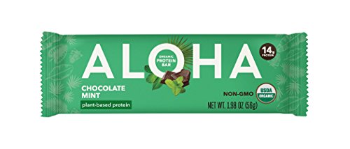 ALOHA Organic Plant Based Protein Bar, Chocolate Mint, 1.9 oz, 12 Count, Vegan, Gluten Free, Non-GMO, Stevia Free, Soy Free, Dairy Free